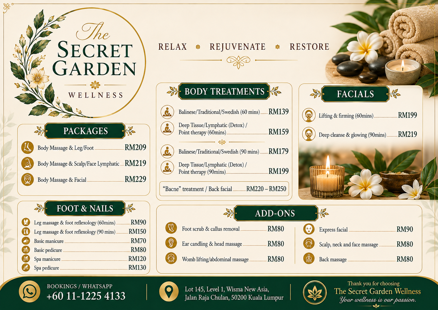 Secret Garden Menu